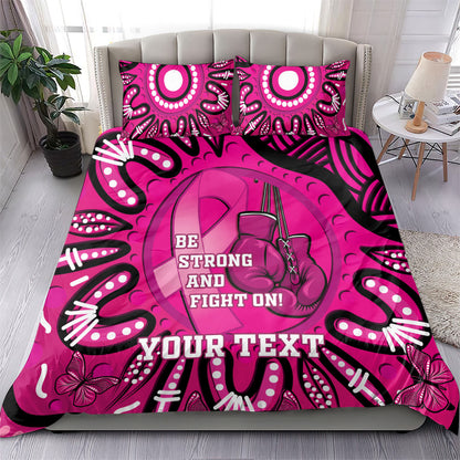 Personalised Australia Breast Cancer Bedding Set Pink Boxing Ribbon Be Strong And Fight On