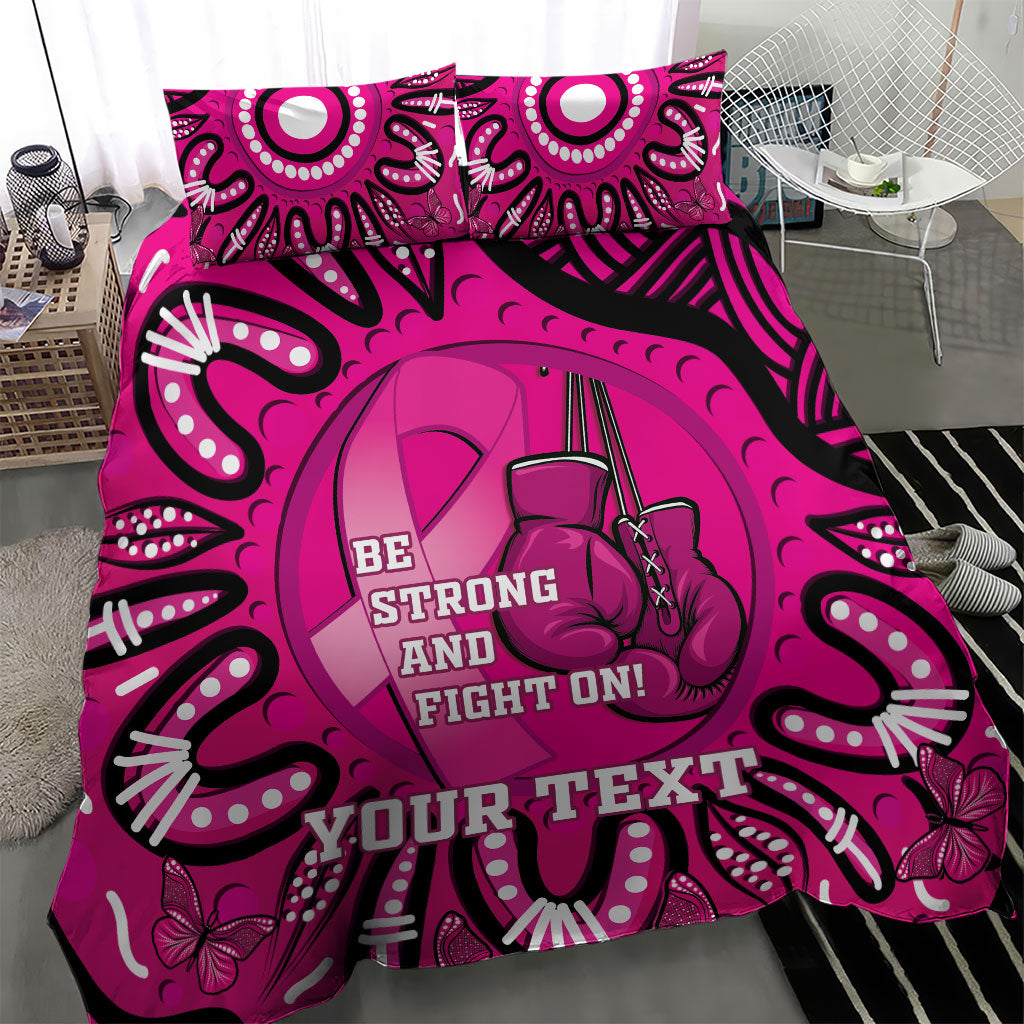 Personalised Australia Breast Cancer Bedding Set Pink Boxing Ribbon Be Strong And Fight On