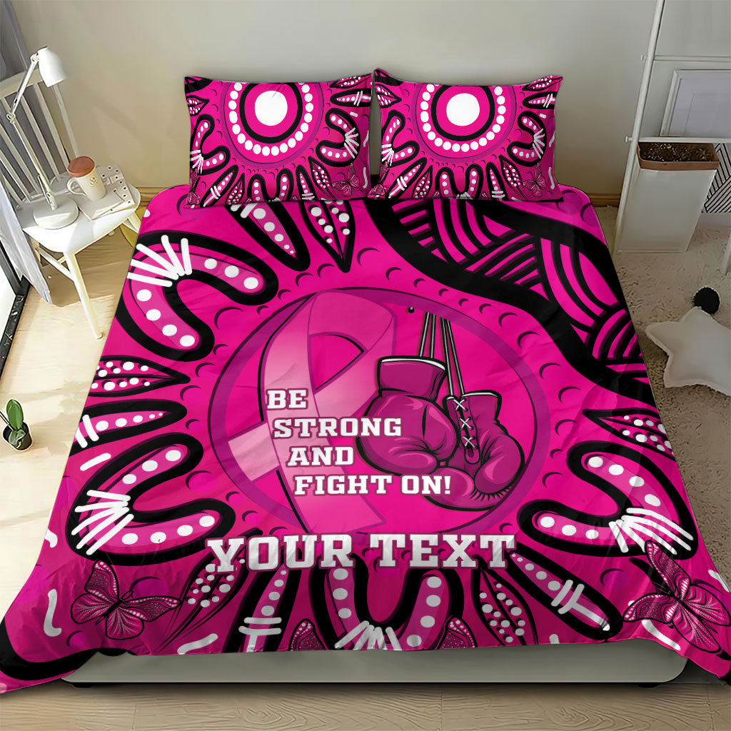 Personalised Australia Breast Cancer Bedding Set Pink Boxing Ribbon Be Strong And Fight On