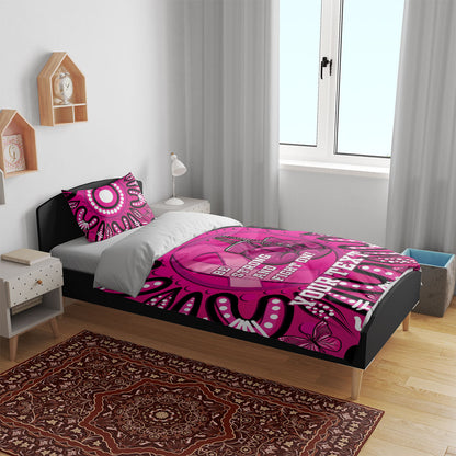 Personalised Australia Breast Cancer Bedding Set Pink Boxing Ribbon Be Strong And Fight On