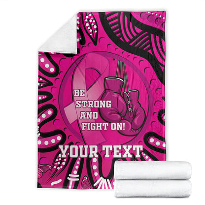 Personalised Australia Breast Cancer Blanket Pink Boxing Ribbon Be Strong And Fight On