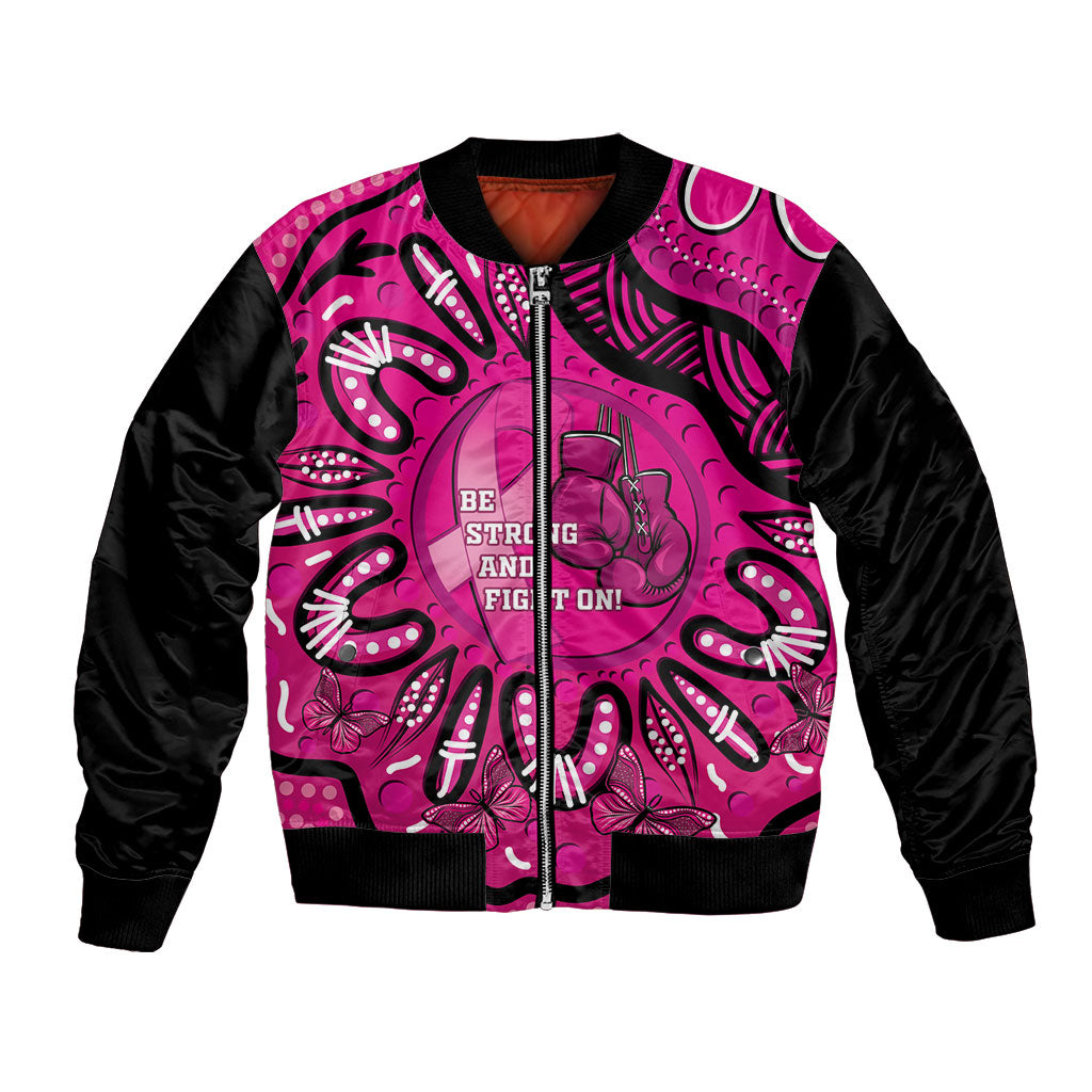 Personalised Australia Breast Cancer Bomber Jacket Pink Boxing Ribbon Be Strong And Fight On