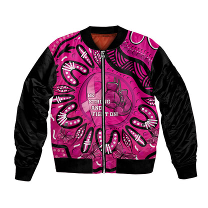 Personalised Australia Breast Cancer Bomber Jacket Pink Boxing Ribbon Be Strong And Fight On