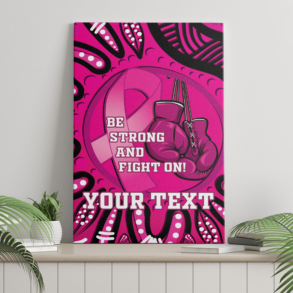 Personalised Australia Breast Cancer Canvas Wall Art Pink Boxing Ribbon Be Strong And Fight On