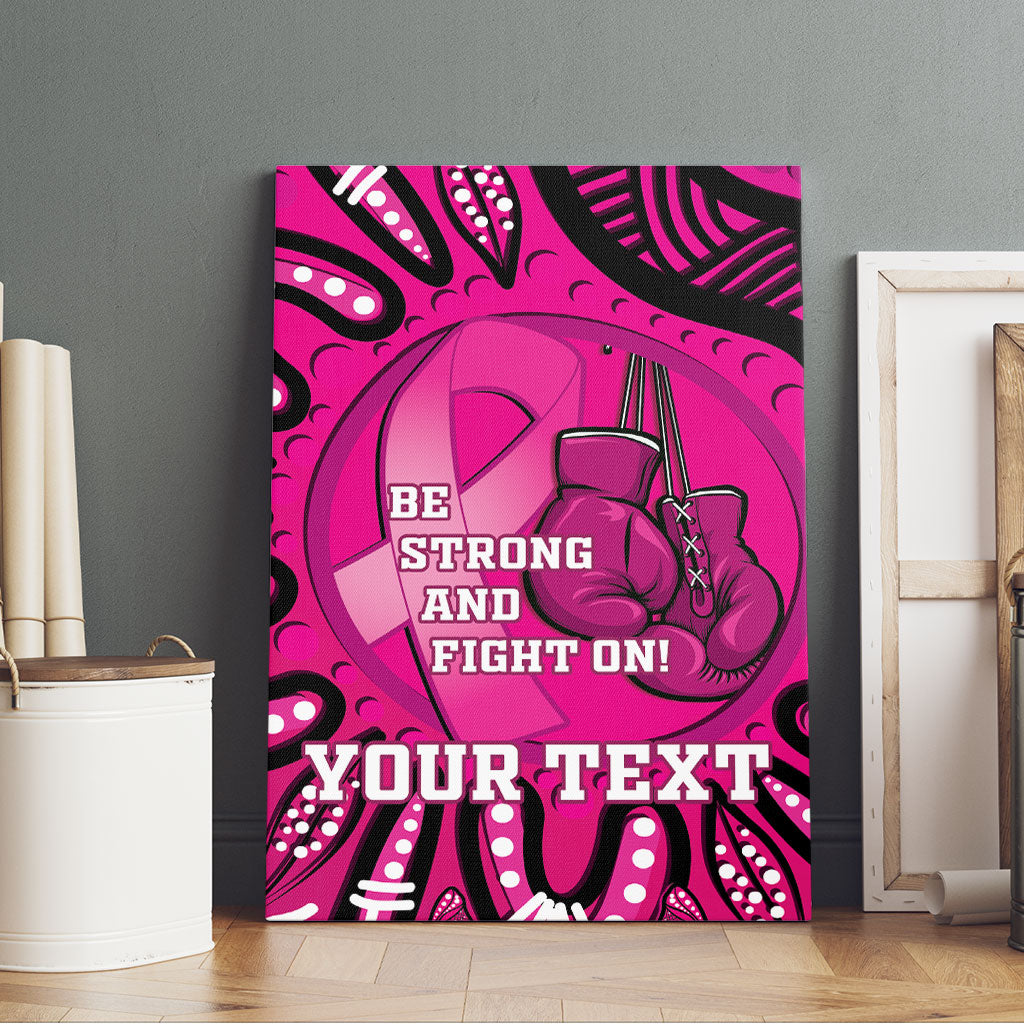 Personalised Australia Breast Cancer Canvas Wall Art Pink Boxing Ribbon Be Strong And Fight On