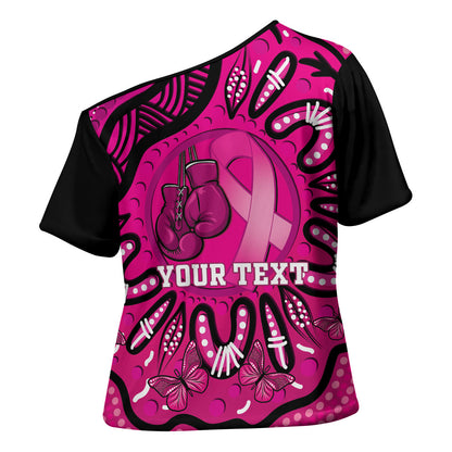 Personalised Australia Breast Cancer Cross Shoulder Shirt Pink Boxing Ribbon Be Strong And Fight On
