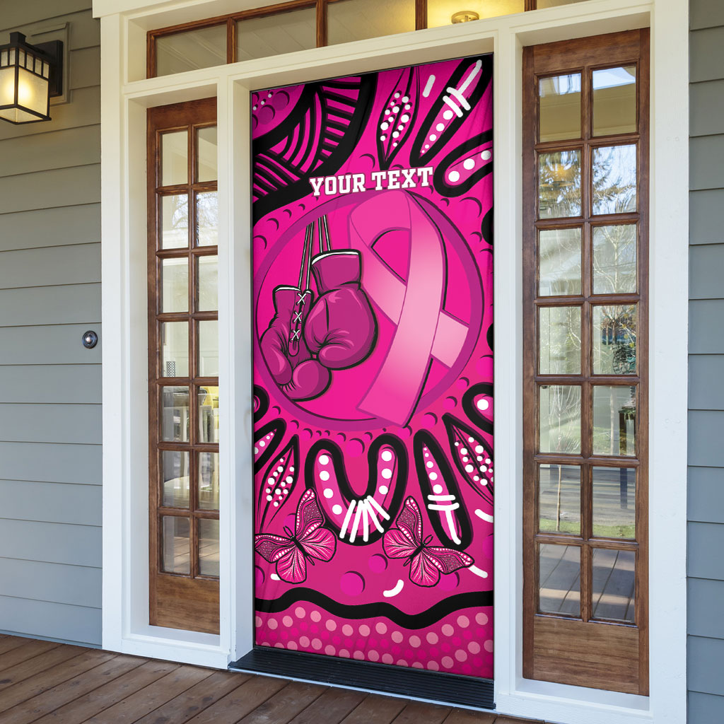 Personalised Australia Breast Cancer Door Cover Pink Boxing Ribbon Be Strong And Fight On