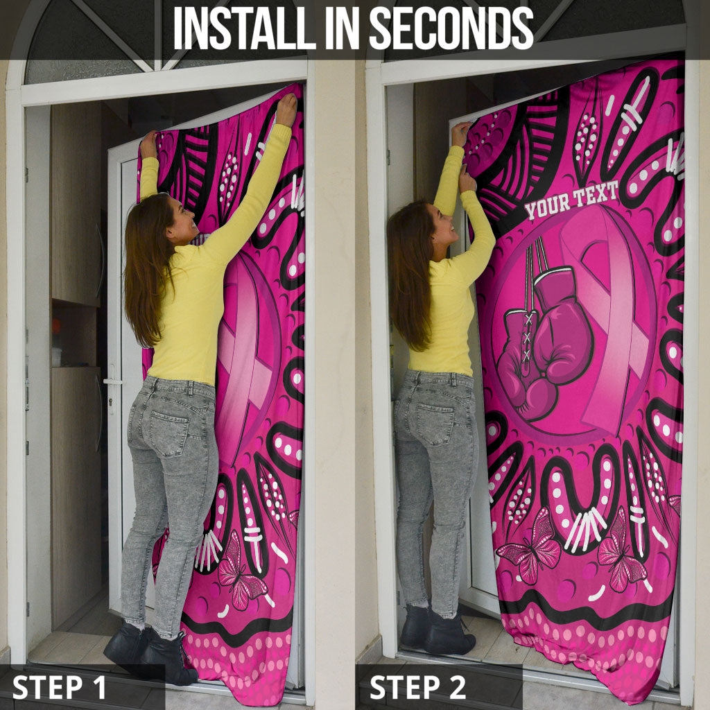 Personalised Australia Breast Cancer Door Cover Pink Boxing Ribbon Be Strong And Fight On