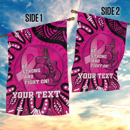 Personalised Australia Breast Cancer Garden Flag Pink Boxing Ribbon Be Strong And Fight On