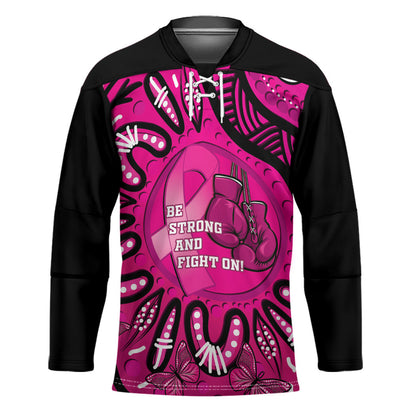 Personalised Australia Breast Cancer Hockey Jersey Pink Boxing Ribbon Be Strong And Fight On