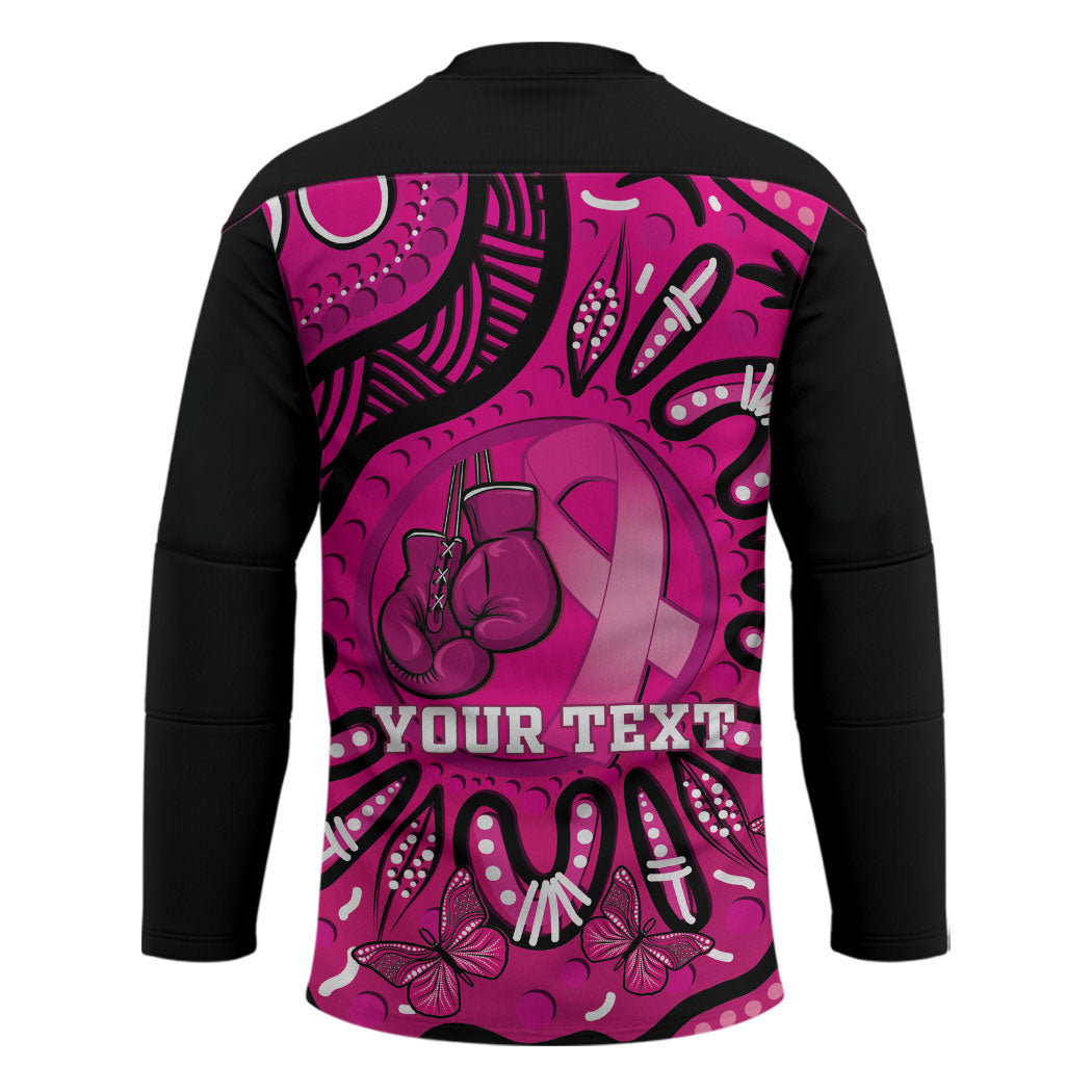 Personalised Australia Breast Cancer Hockey Jersey Pink Boxing Ribbon Be Strong And Fight On