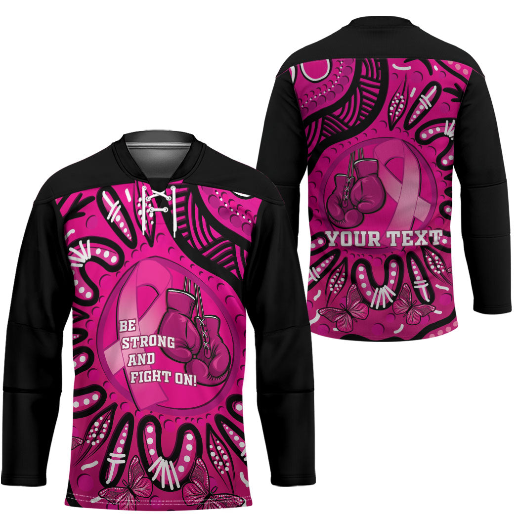 Personalised Australia Breast Cancer Hockey Jersey Pink Boxing Ribbon Be Strong And Fight On