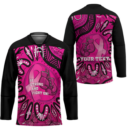 Personalised Australia Breast Cancer Hockey Jersey Pink Boxing Ribbon Be Strong And Fight On