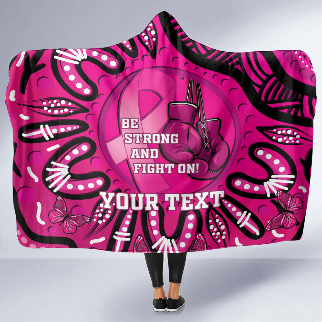 Personalised Australia Breast Cancer Hooded Blanket Pink Boxing Ribbon Be Strong And Fight On