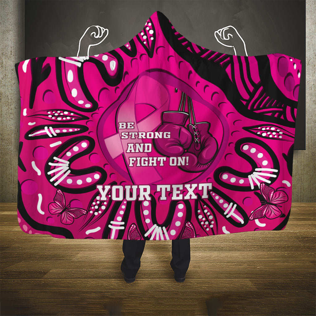 Personalised Australia Breast Cancer Hooded Blanket Pink Boxing Ribbon Be Strong And Fight On