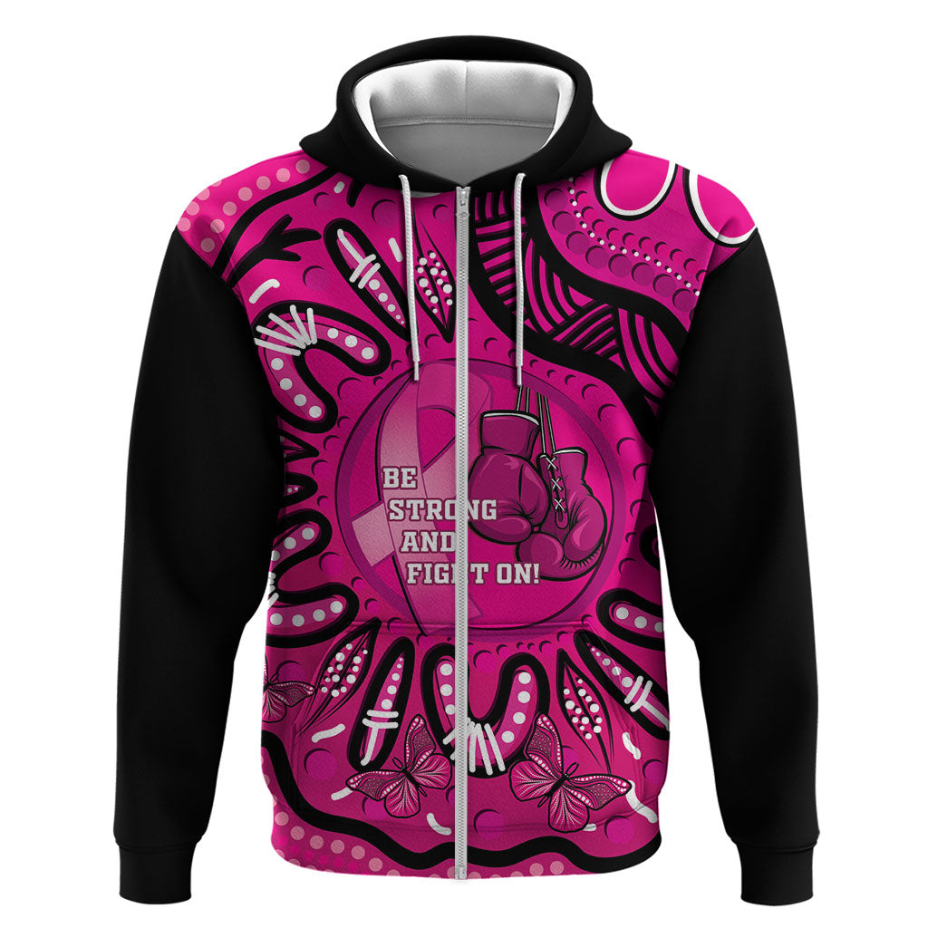 Personalised Australia Breast Cancer Hoodie Pink Boxing Ribbon Be Strong And Fight On
