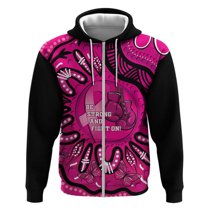 Personalised Australia Breast Cancer Hoodie Pink Boxing Ribbon Be Strong And Fight On