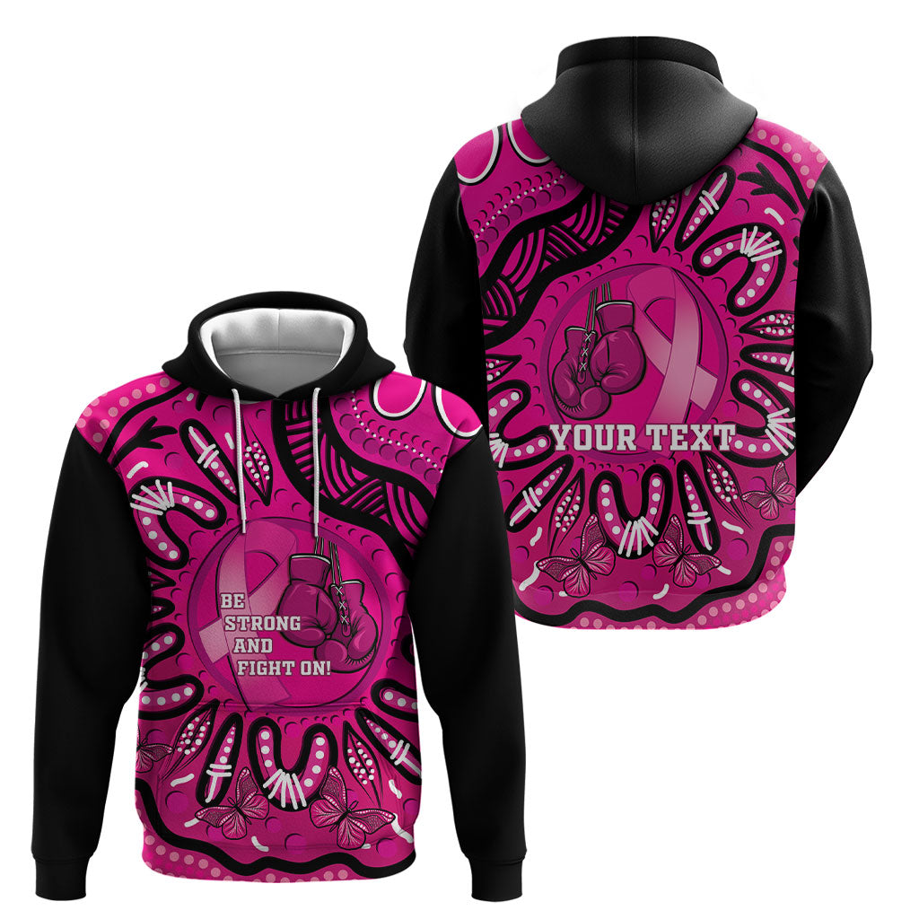 Personalised Australia Breast Cancer Hoodie Pink Boxing Ribbon Be Strong And Fight On