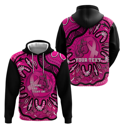 Personalised Australia Breast Cancer Hoodie Pink Boxing Ribbon Be Strong And Fight On