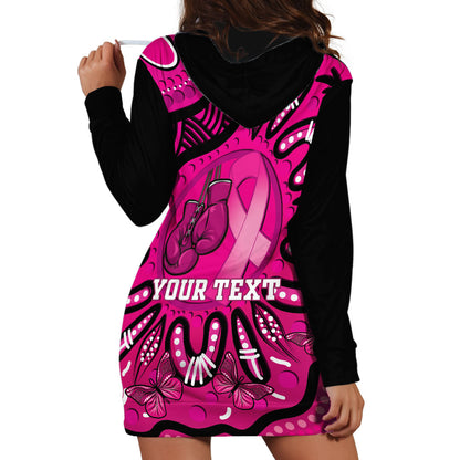 Personalised Australia Breast Cancer Hoodie Dress Pink Boxing Ribbon Be Strong And Fight On