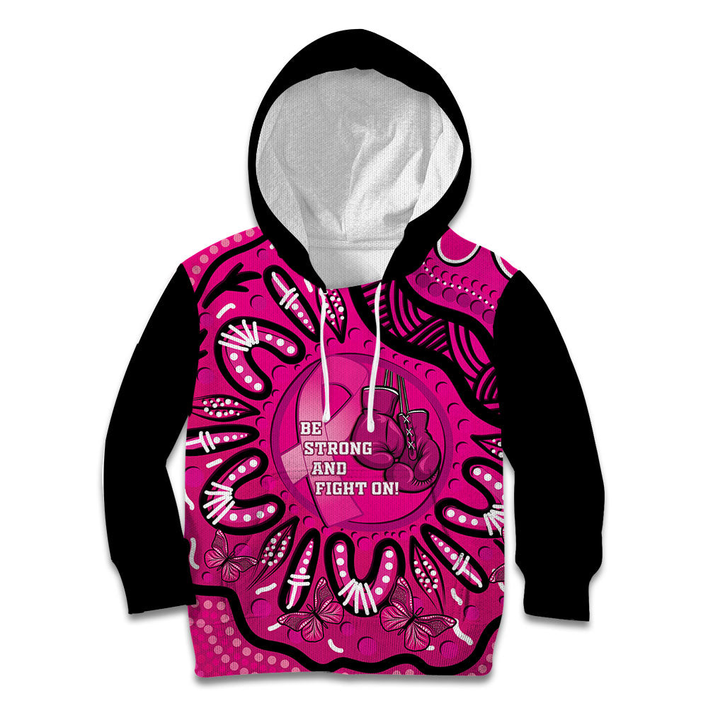 Personalised Australia Breast Cancer Kid Hoodie Pink Boxing Ribbon Be Strong And Fight On