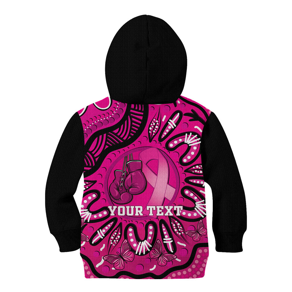 Personalised Australia Breast Cancer Kid Hoodie Pink Boxing Ribbon Be Strong And Fight On