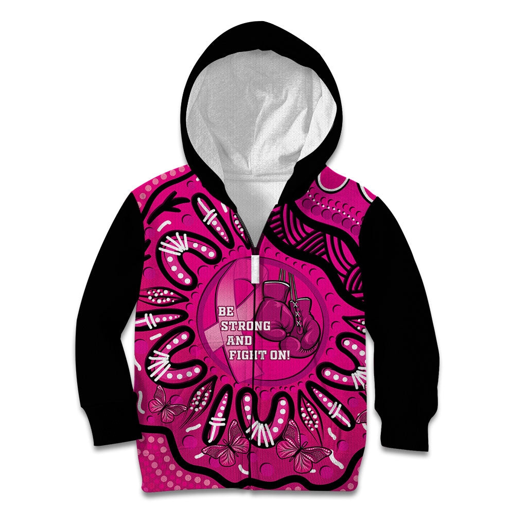 Personalised Australia Breast Cancer Kid Hoodie Pink Boxing Ribbon Be Strong And Fight On