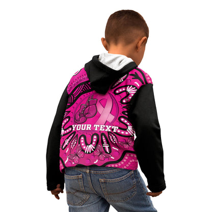 Personalised Australia Breast Cancer Kid Hoodie Pink Boxing Ribbon Be Strong And Fight On
