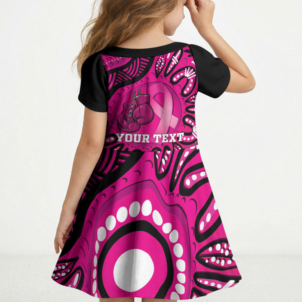 Personalised Australia Breast Cancer Kid Short Sleeve Dress Pink Boxing Ribbon Be Strong And Fight On