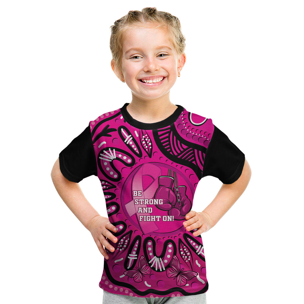 Personalised Australia Breast Cancer Kid T Shirt Pink Boxing Ribbon Be Strong And Fight On