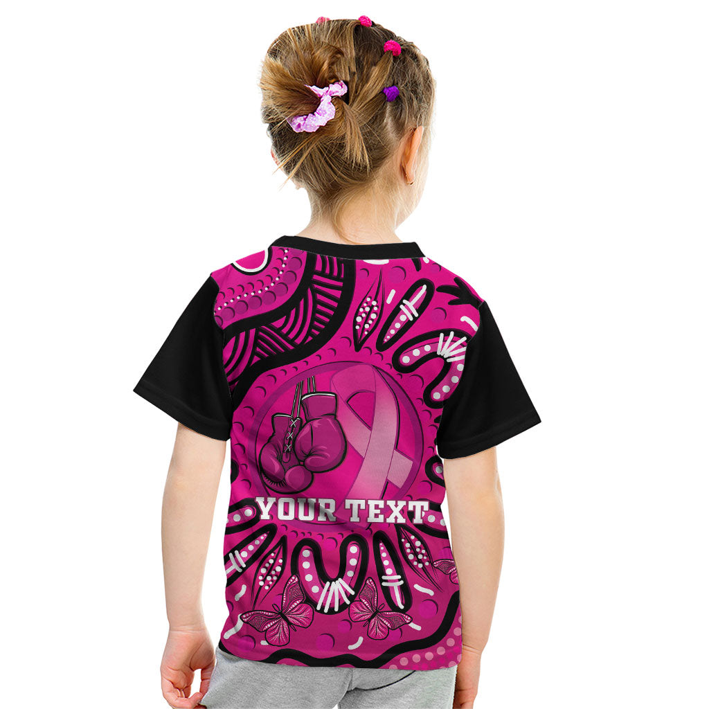 Personalised Australia Breast Cancer Kid T Shirt Pink Boxing Ribbon Be Strong And Fight On