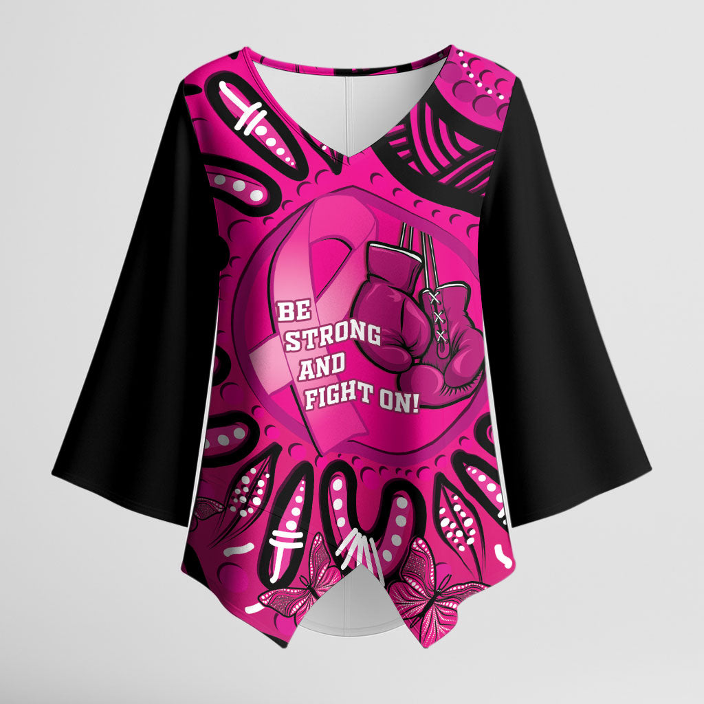 Personalised Australia Breast Cancer Kimono Sleeve Blouse Pink Boxing Ribbon Be Strong And Fight On