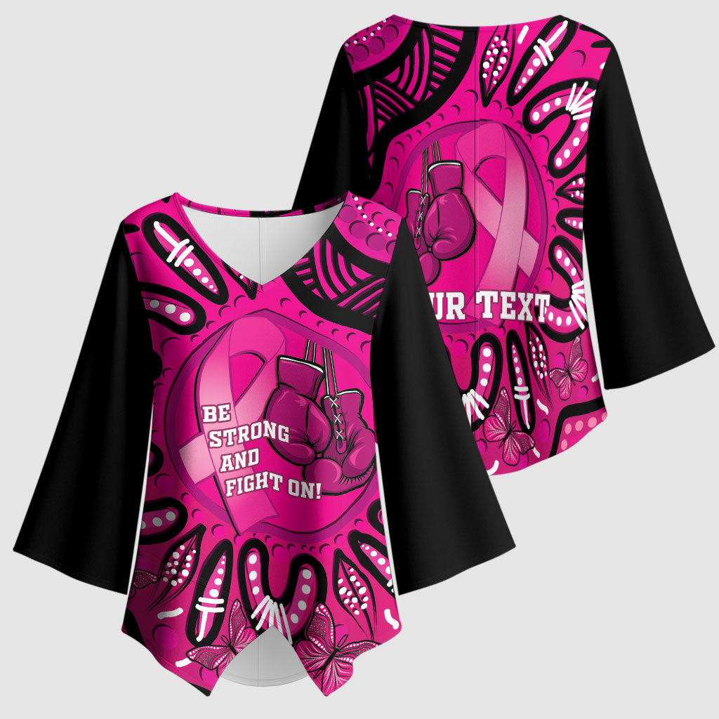 Personalised Australia Breast Cancer Kimono Sleeve Blouse Pink Boxing Ribbon Be Strong And Fight On