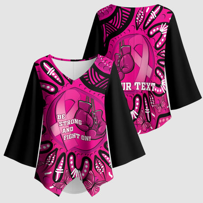 Personalised Australia Breast Cancer Kimono Sleeve Blouse Pink Boxing Ribbon Be Strong And Fight On