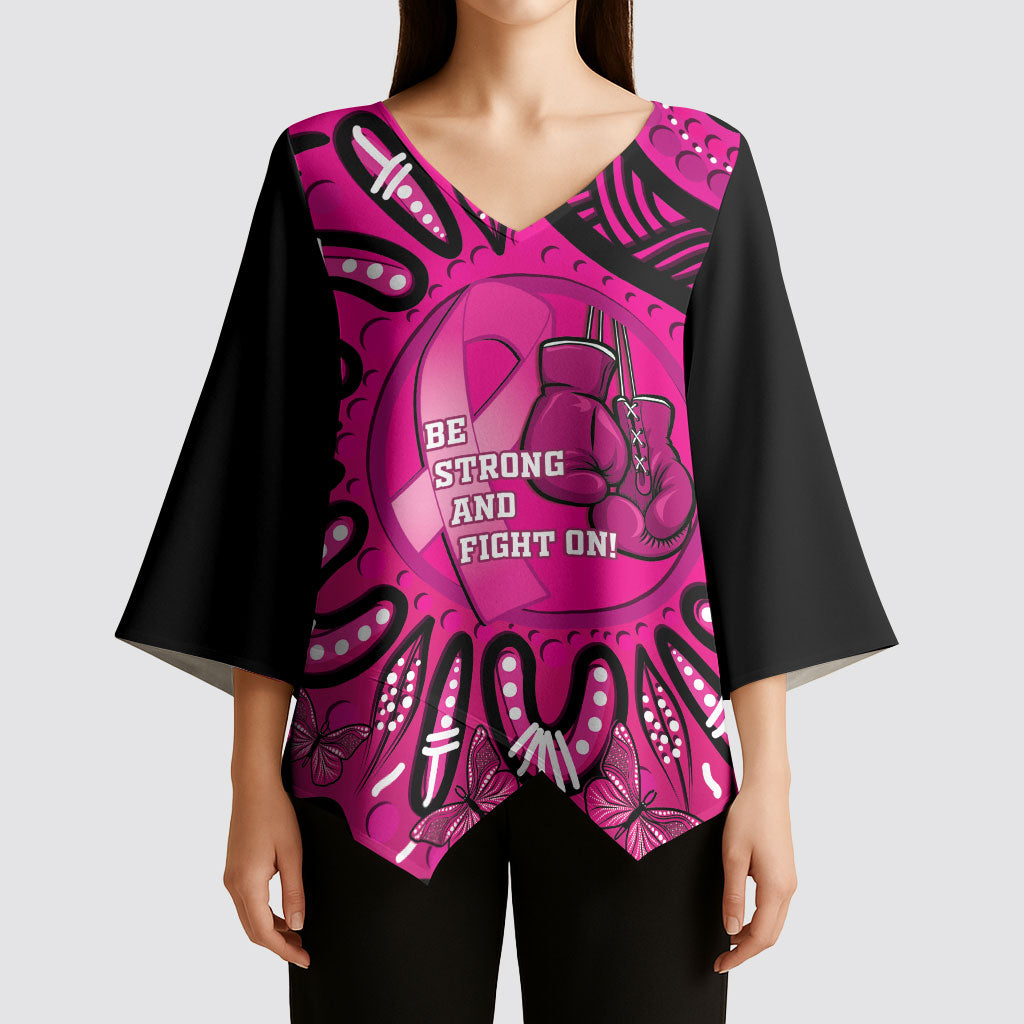 Personalised Australia Breast Cancer Kimono Sleeve Blouse Pink Boxing Ribbon Be Strong And Fight On