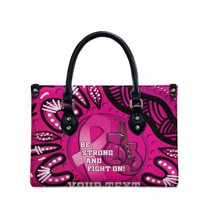Personalised Australia Breast Cancer Leather Bag Pink Boxing Ribbon Be Strong And Fight On