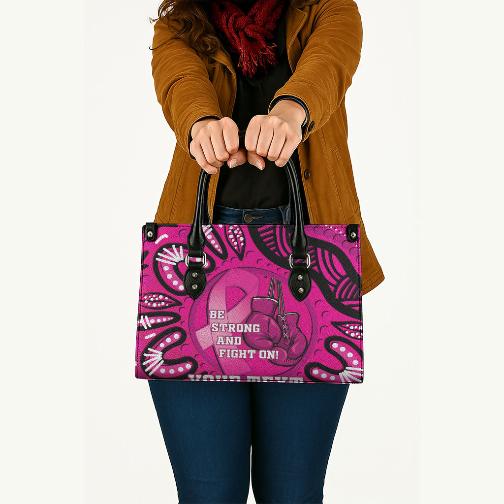 Personalised Australia Breast Cancer Leather Bag Pink Boxing Ribbon Be Strong And Fight On