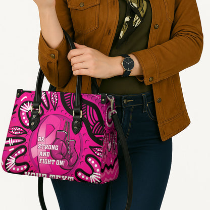 Personalised Australia Breast Cancer Leather Bag Pink Boxing Ribbon Be Strong And Fight On