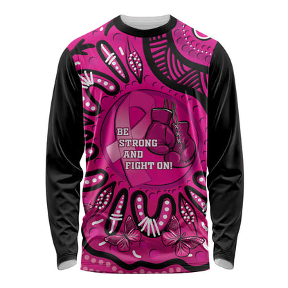 Personalised Australia Breast Cancer Long Sleeve Shirt Pink Boxing Ribbon Be Strong And Fight On