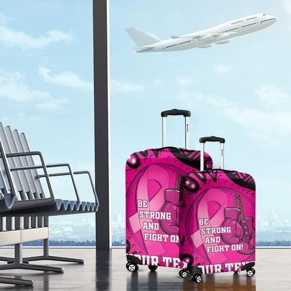 Personalised Australia Breast Cancer Luggage Cover Pink Boxing Ribbon Be Strong And Fight On
