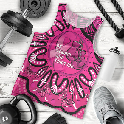 Personalised Australia Breast Cancer Men Tank Top Pink Boxing Ribbon Be Strong And Fight On