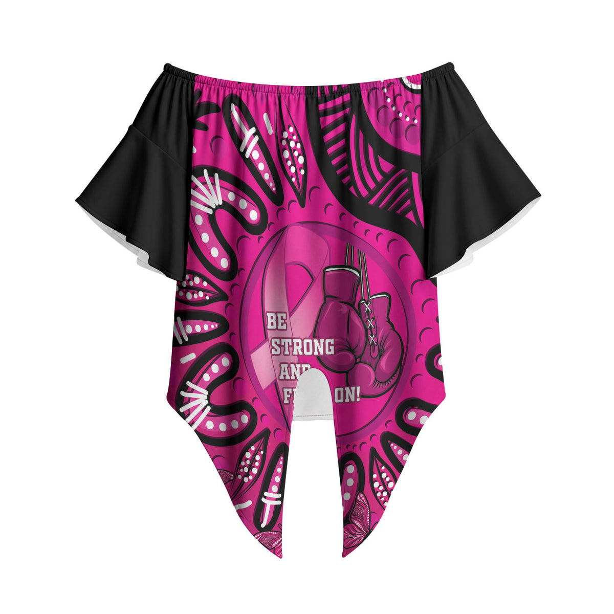 Personalised Australia Breast Cancer Off Shoulder Wrap Waist Top Pink Boxing Ribbon Be Strong And Fight On