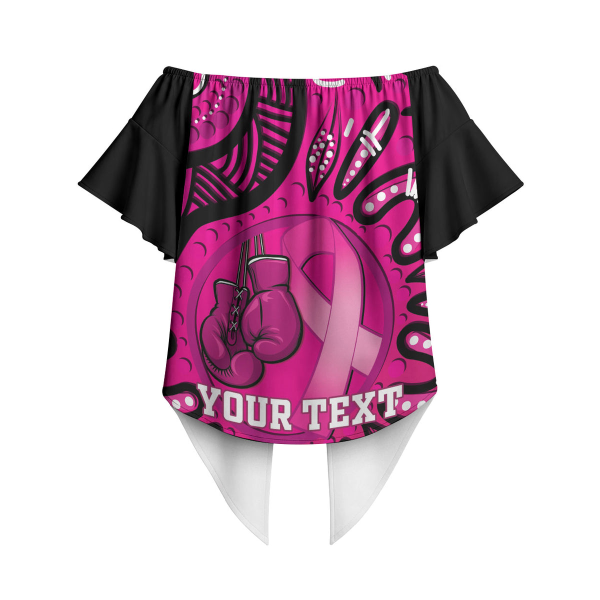 Personalised Australia Breast Cancer Off Shoulder Wrap Waist Top Pink Boxing Ribbon Be Strong And Fight On