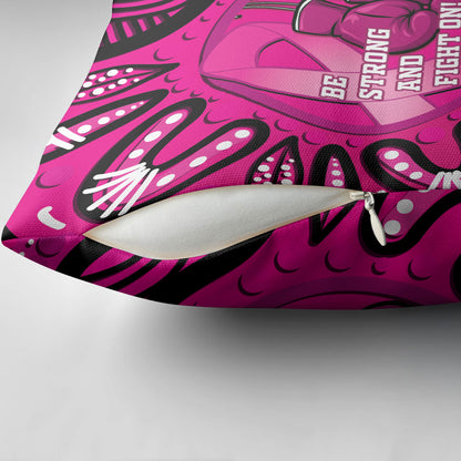 Personalised Australia Breast Cancer Pillow Cover Pink Boxing Ribbon Be Strong And Fight On
