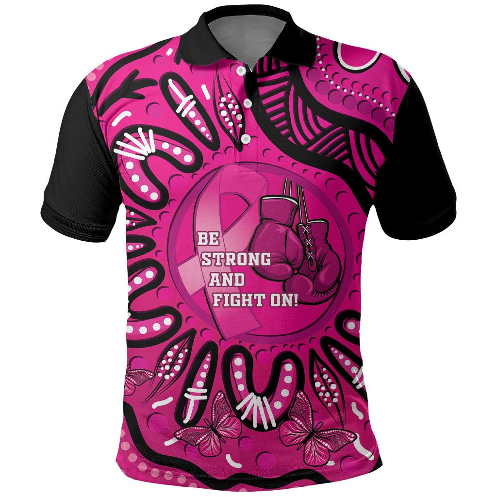 Personalised Australia Breast Cancer Polo Shirt Pink Boxing Ribbon Be Strong And Fight On