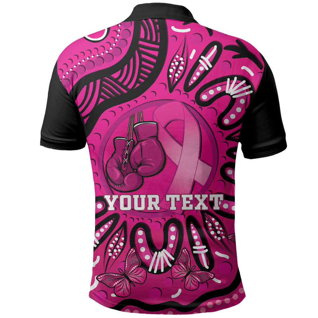 Personalised Australia Breast Cancer Polo Shirt Pink Boxing Ribbon Be Strong And Fight On