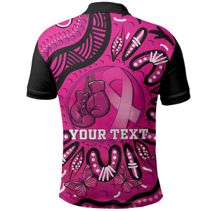 Personalised Australia Breast Cancer Polo Shirt Pink Boxing Ribbon Be Strong And Fight On