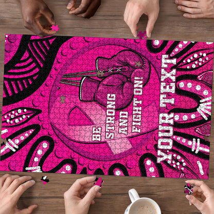 Personalised Australia Breast Cancer Puzzle Pink Boxing Ribbon Be Strong And Fight On