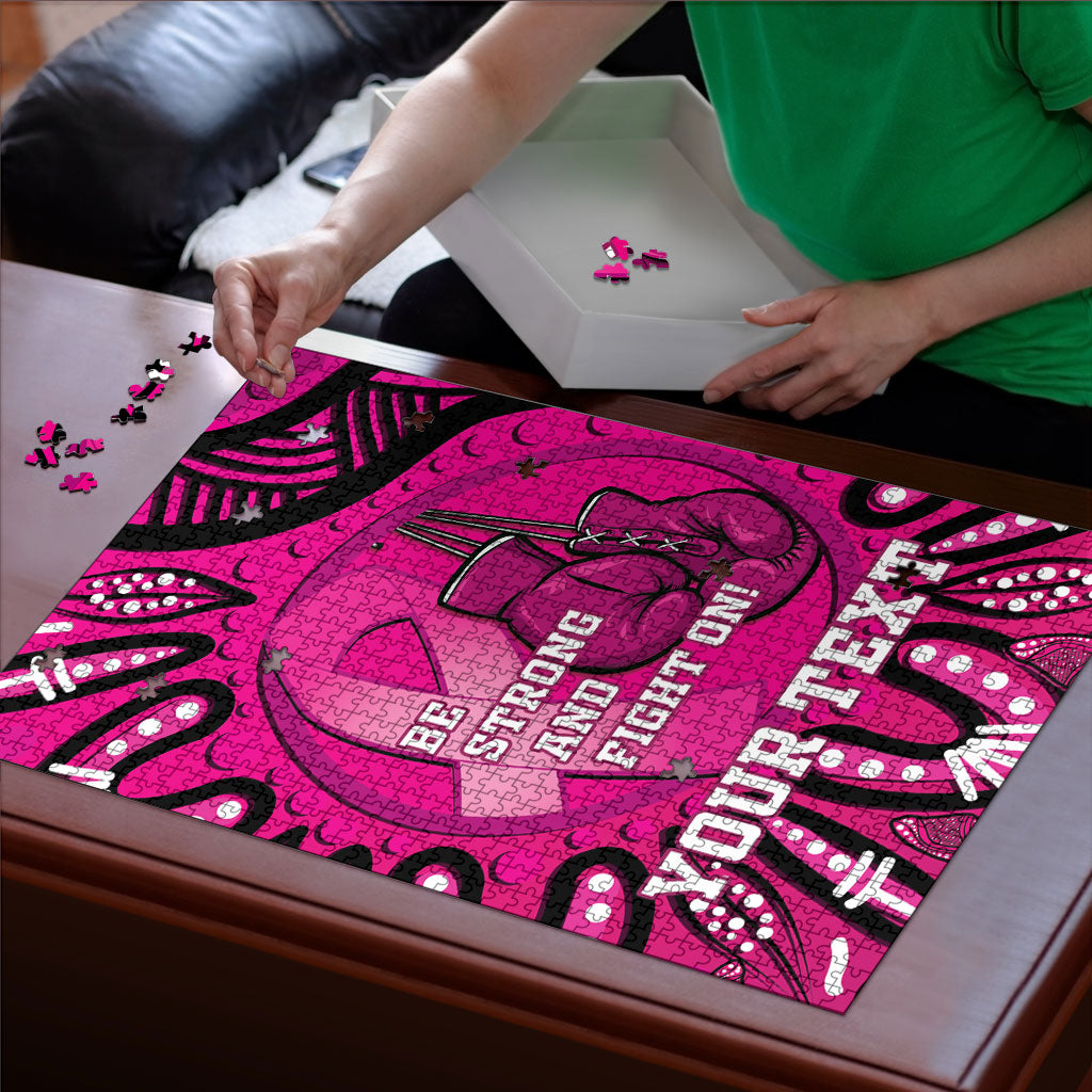 Personalised Australia Breast Cancer Puzzle Pink Boxing Ribbon Be Strong And Fight On