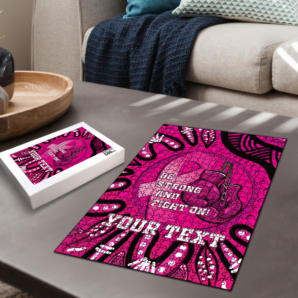 Personalised Australia Breast Cancer Puzzle Pink Boxing Ribbon Be Strong And Fight On